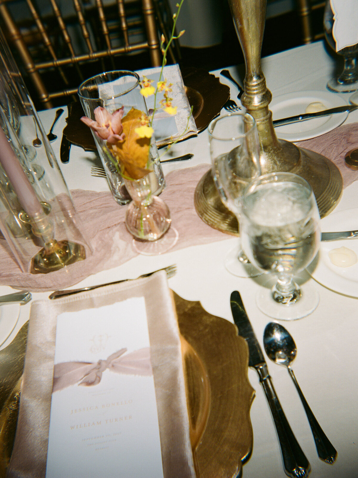 Natural, candid film wedding photographer in Detroit, Christina Harrison, captures wedding reception at The Colony Club