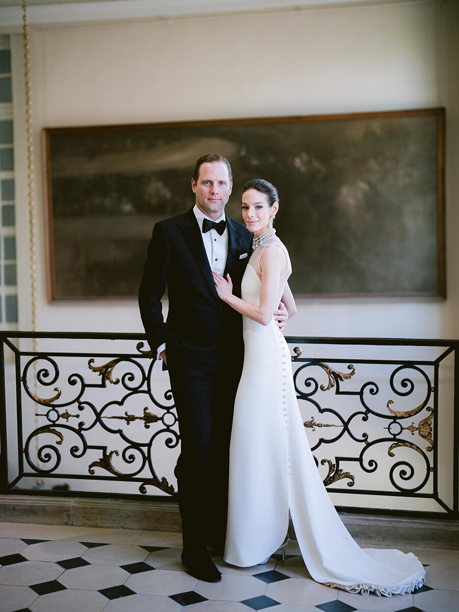 Musee Rodin Wedding by Alejandra Poupel Events bride and groom portarit inside