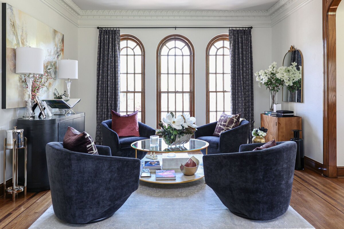Tulsa Designer Showcase Gunta Sandmeyer Formal Living Arched windows