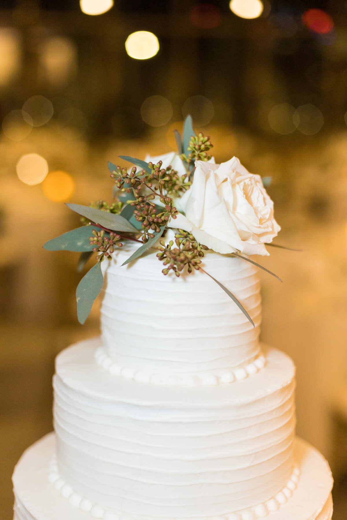 3 tiered white wedding cake for wedding at Tennessee State Museum