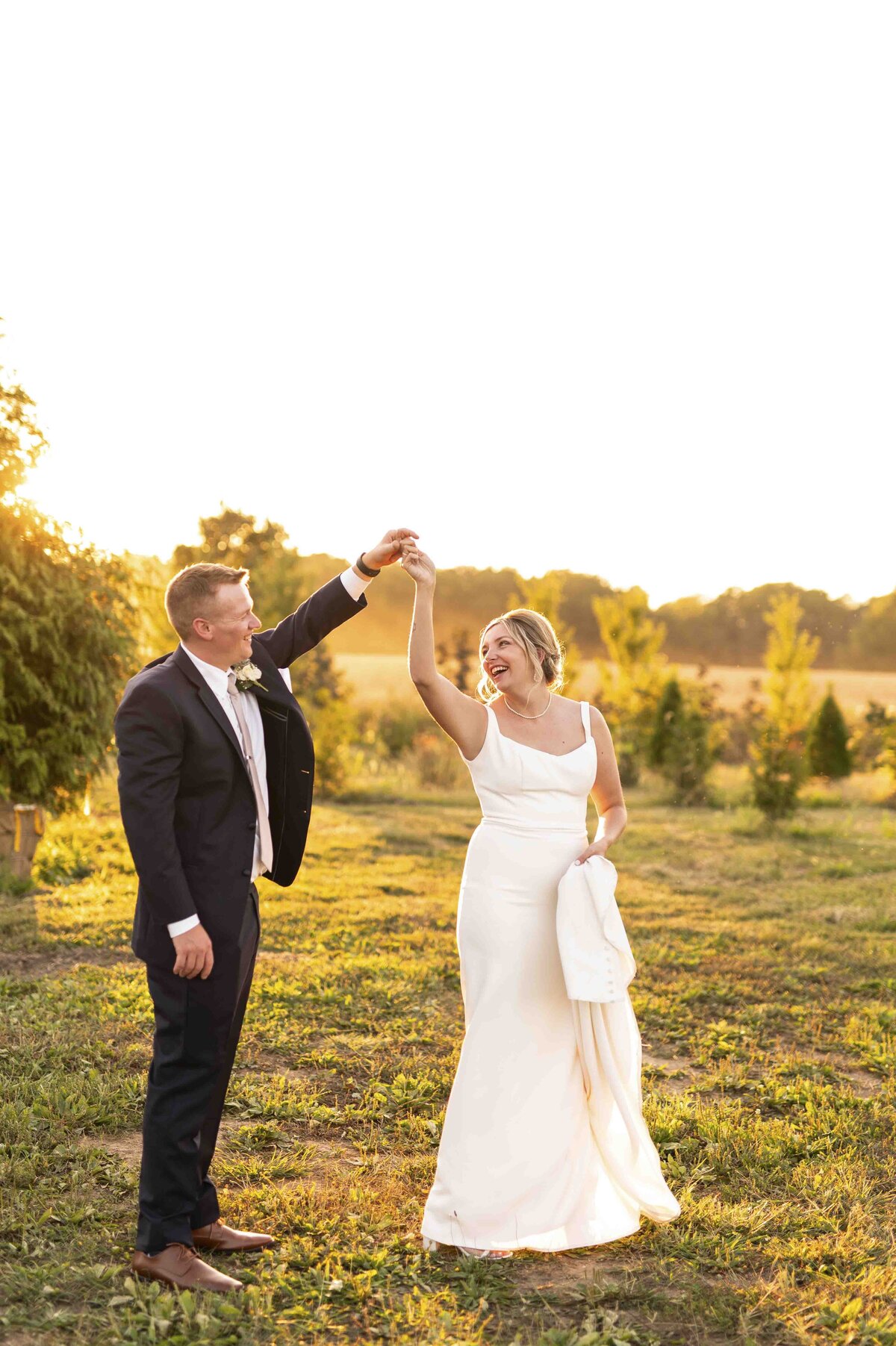 Bride and groom dancing