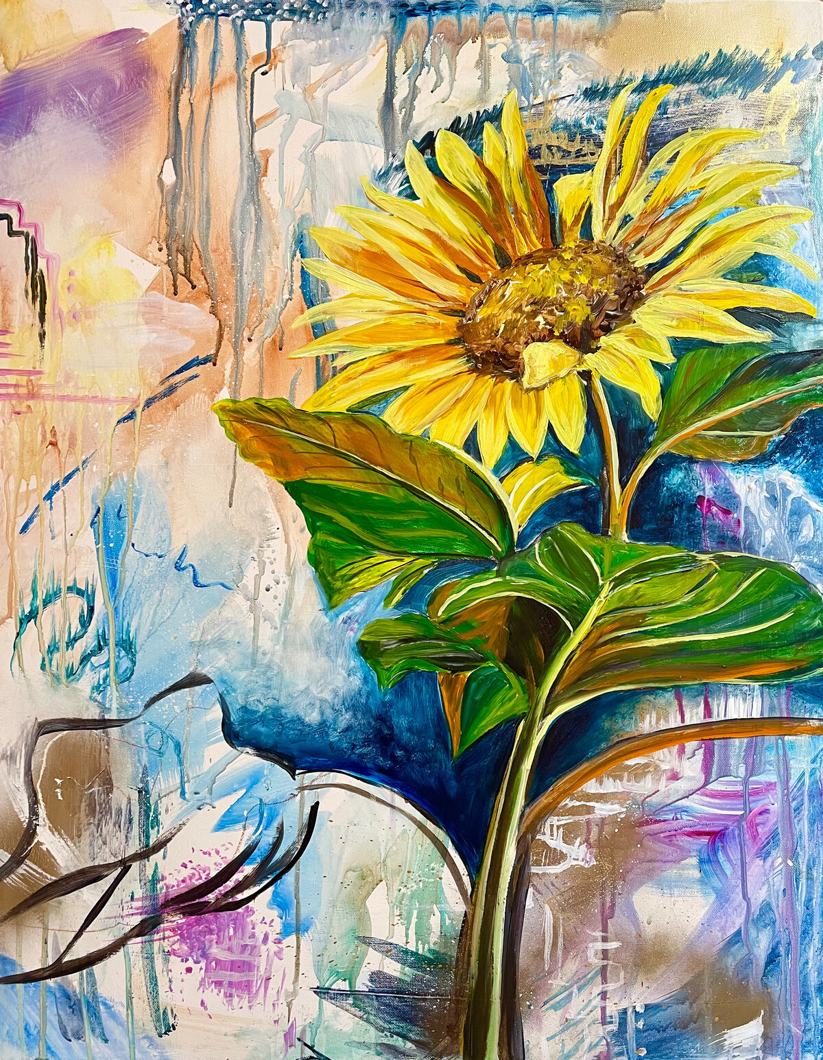 custom abstract sunflower painting