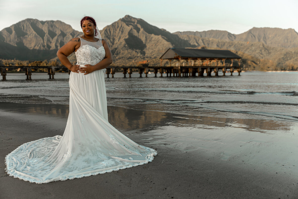 bride on Hanalei Bay photoshoot