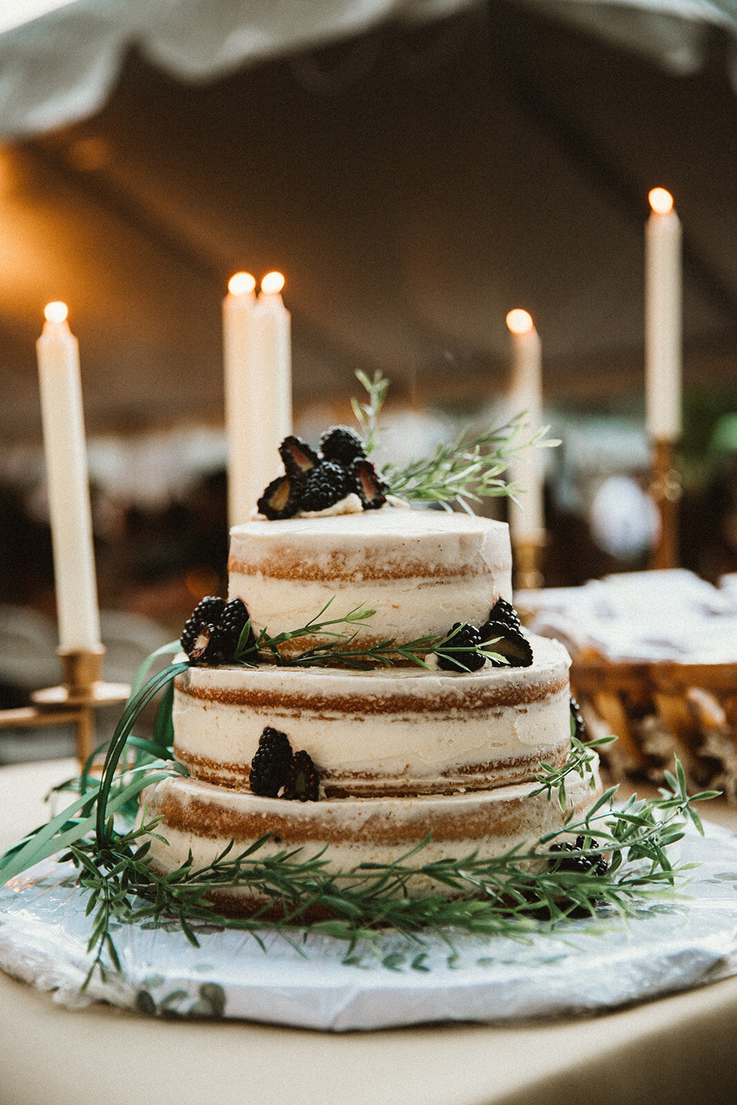 minimalist berry wedding cake 