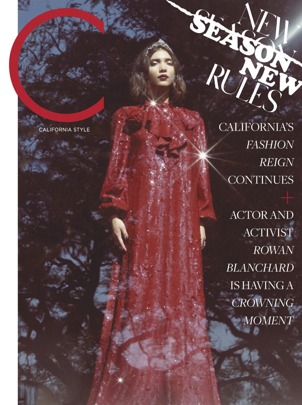 Rowan Blanchard  on the cover of C Magazine in a red dress