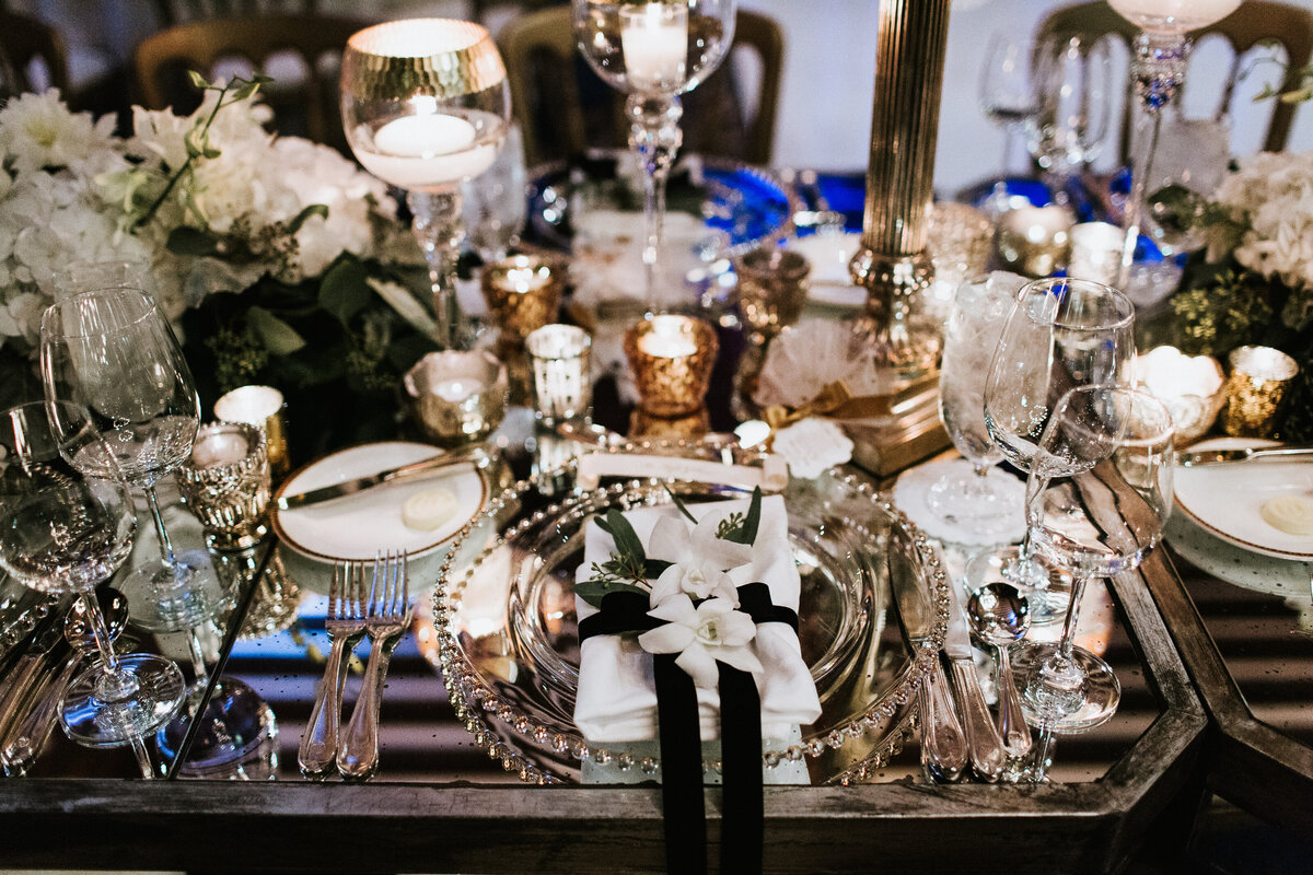 Table top elements at Union League Club of Chicago wedding reception