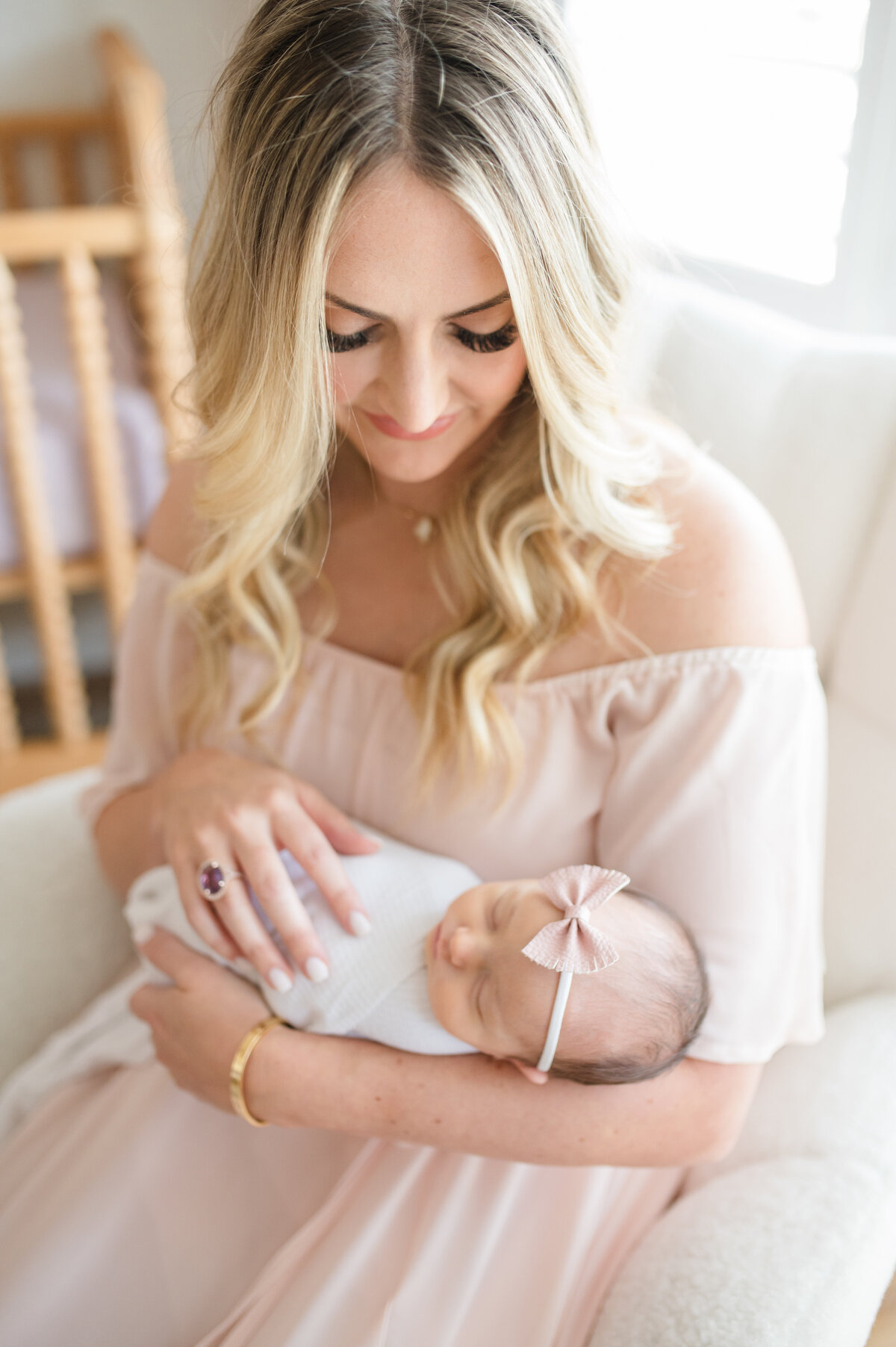 Mom looking at baby