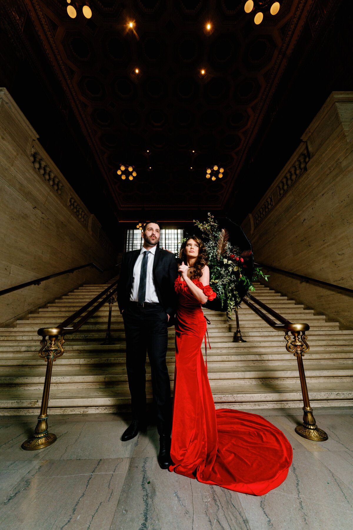 Aspen-Avenue-Chicago-Wedding-Photographer-Union-Station-Chicago-Theater-Engagement-Session-Timeless-Romantic-Red-Dress-Editorial-Stemming-From-Love-Bry-Jean-Artistry-The-Bridal-Collective-True-to-color-Luxury-FAV-11