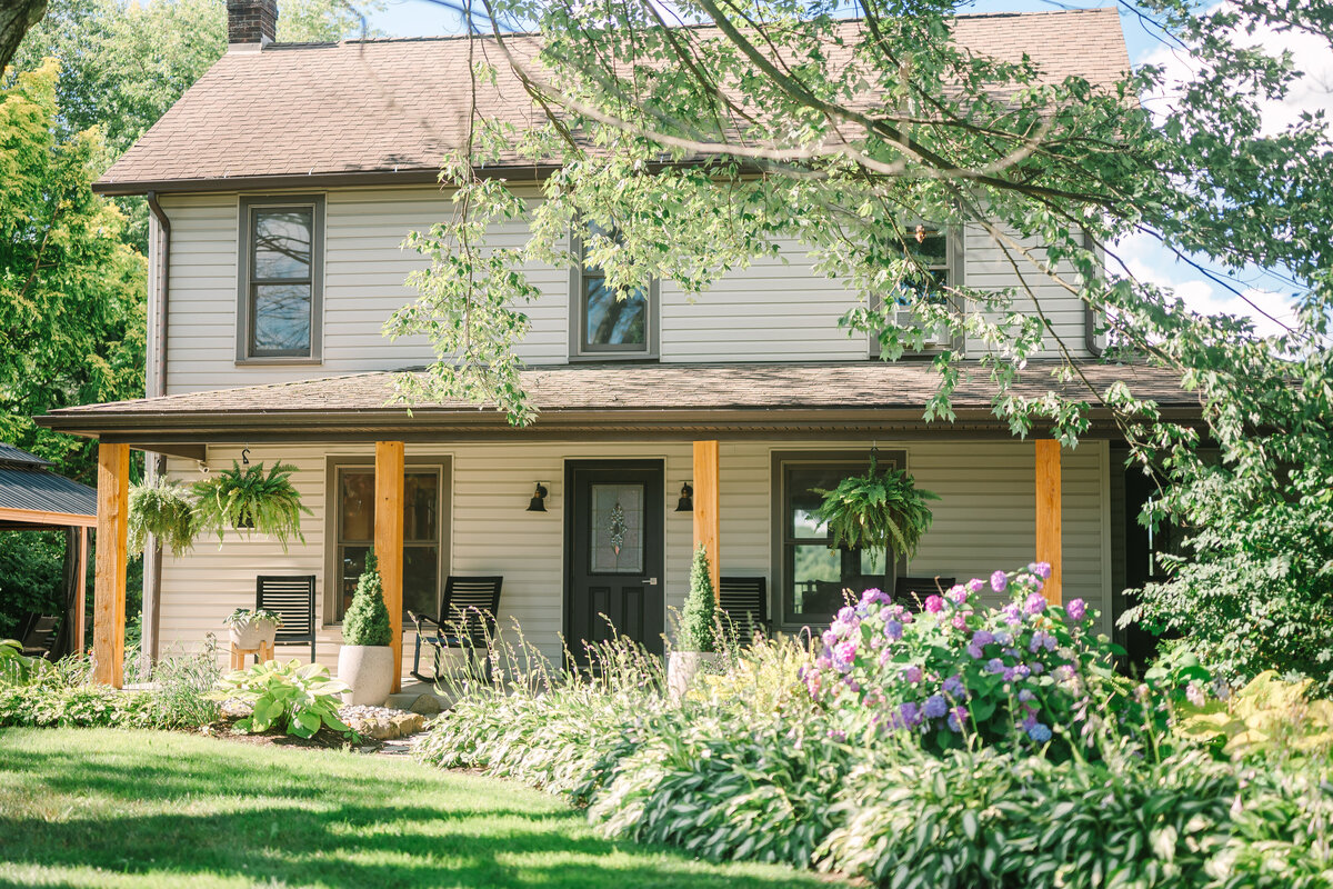 the modern farmhouse with lush gardens and landscaping overnight accommodations at Willowbrook wedding venue