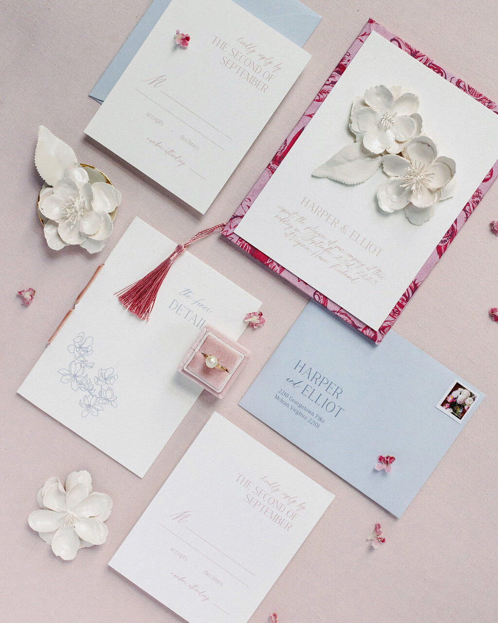 Dominique Alba Custom wedding invitations Virginia House Chinoiserie