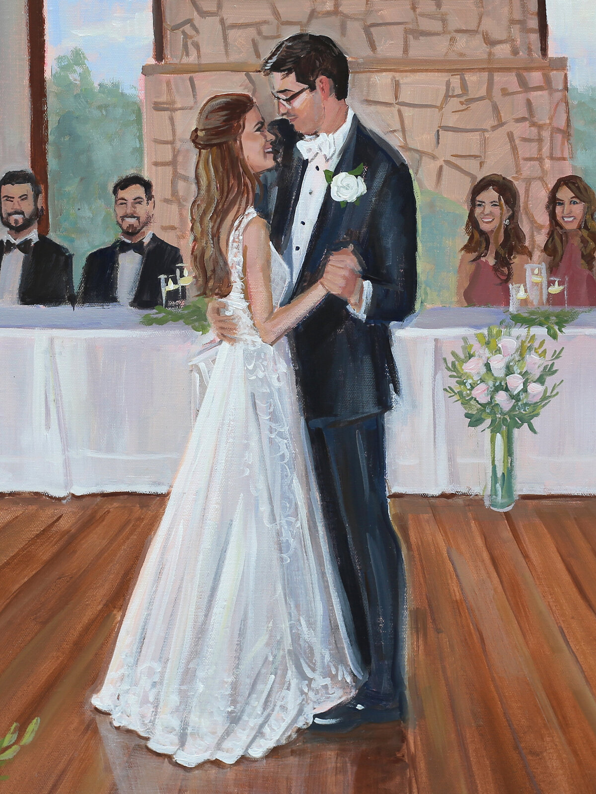 Carol Moore, Wedding Painting, Commission from Photos, detail 2