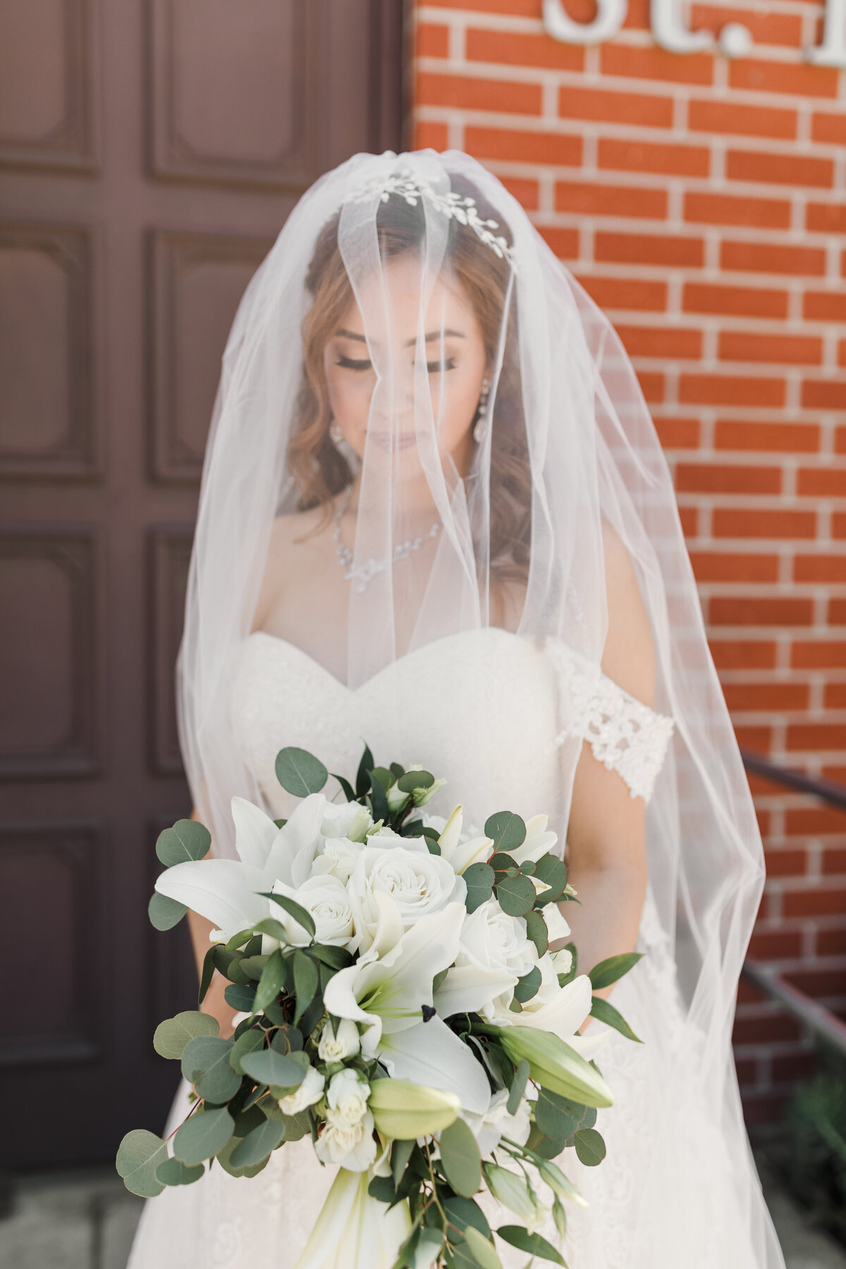 Bridal Portrait before the Ceremony at Saint Barbara's in Orange County California