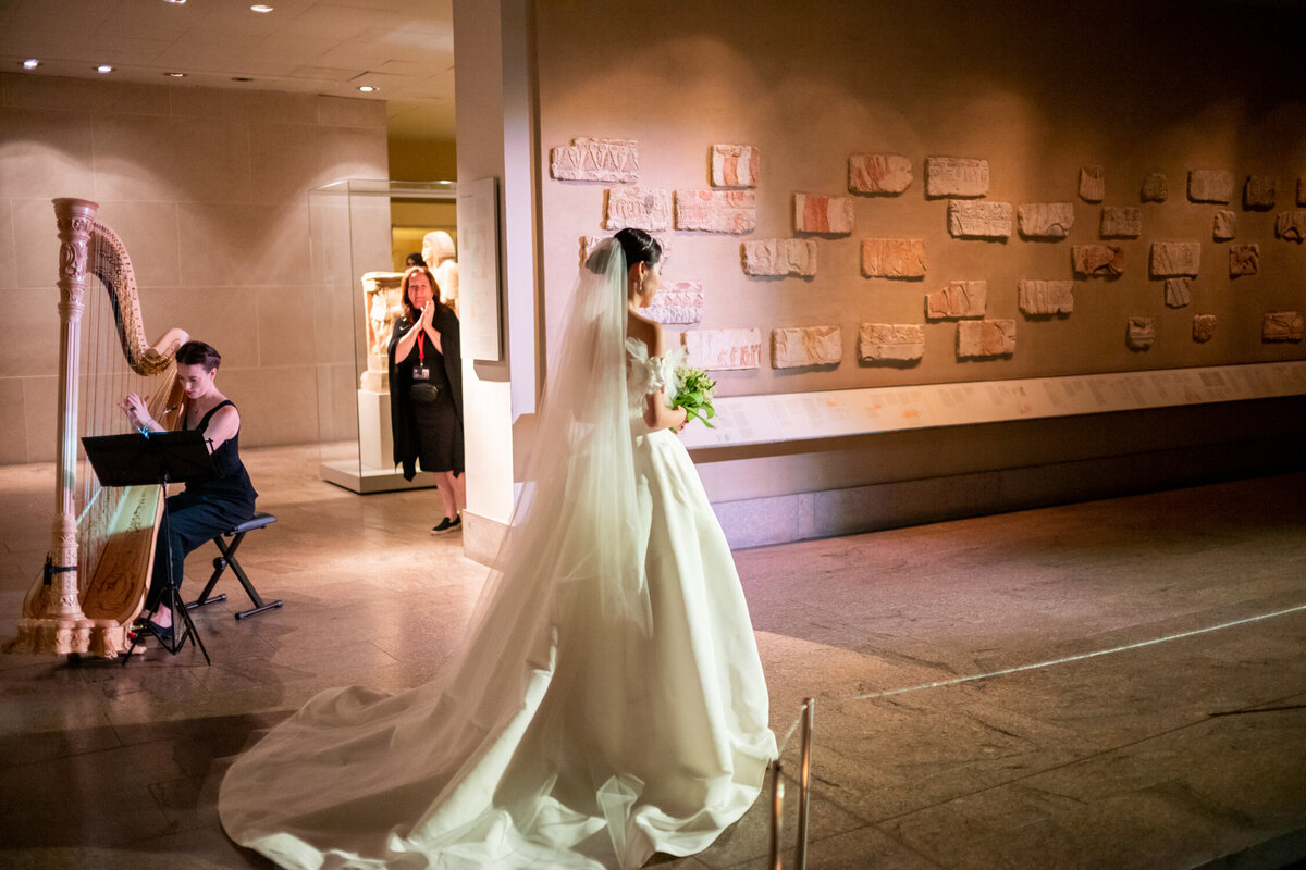 Bride about to walk down the isle at the Metropolitan museum of art