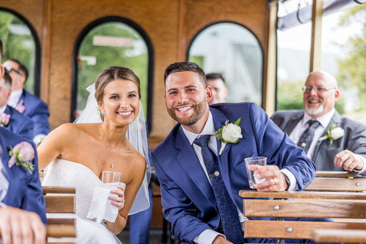 happy married couple on trolly cape cod