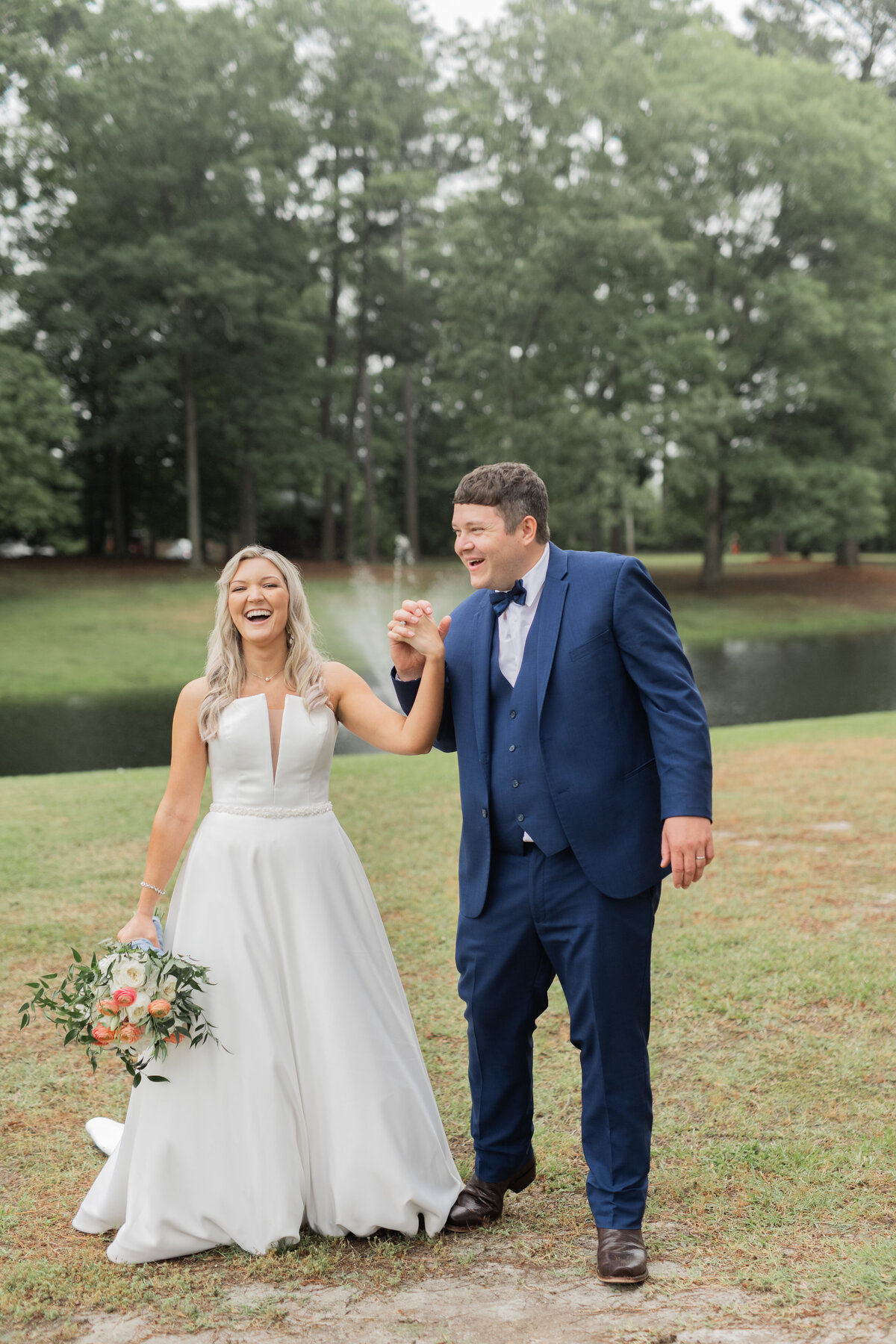 candid bride and groom