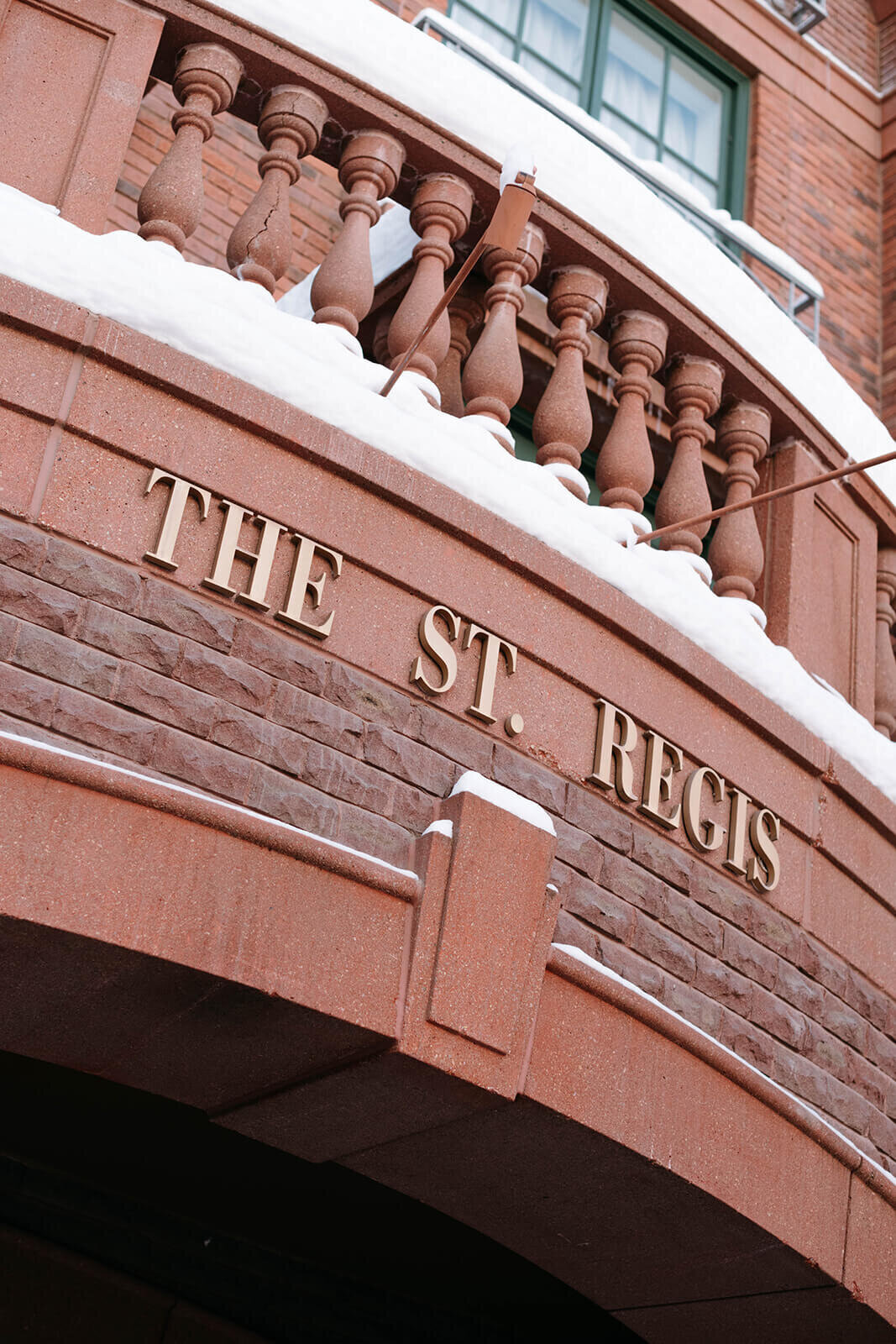 A close up of The St. Regis Aspen, showcasing its iconic architecture.