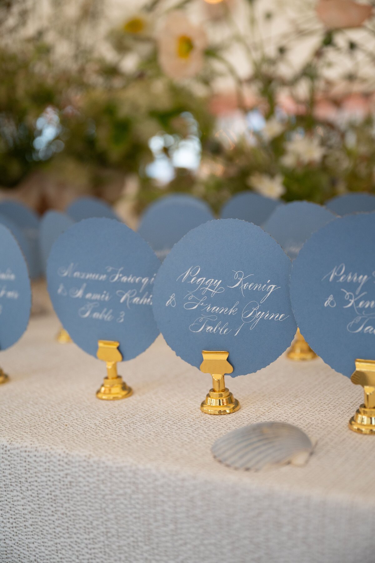 Adara Meyers Calligraphy Cape cod wedding white ink calligraphy place card
