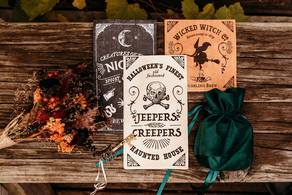 Vesper-and-Vow-Bemidji-Minnesota-wedding-and-elopement-photographer-coordinator-planner-dark-halloween-flatlay