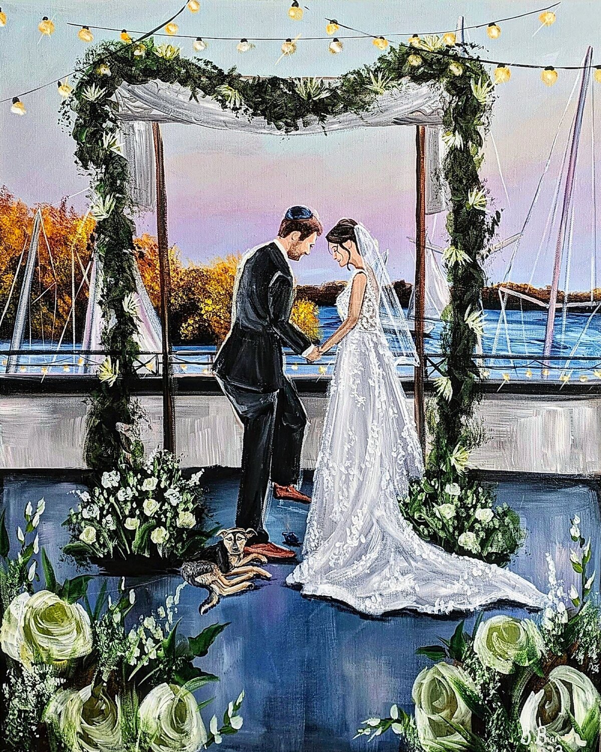 Jewish Sunset Ceremony Live Wedding Painting at the Annapolis Waterfront Hotel