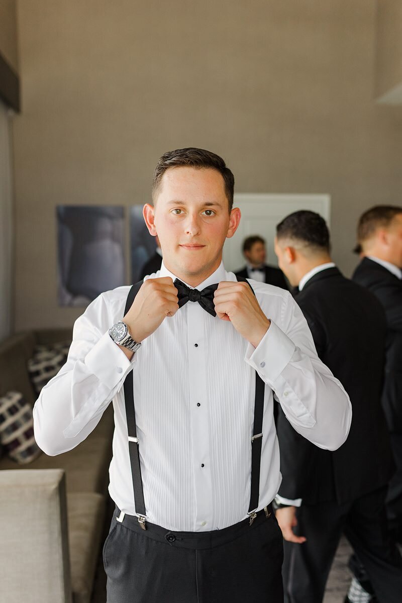 Groom and Groomsmen Getting Ready at DoubleTree, Evansville.034