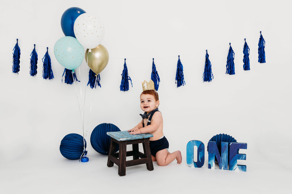 blue themed boy first birthday by harrisburg pa baby photographer