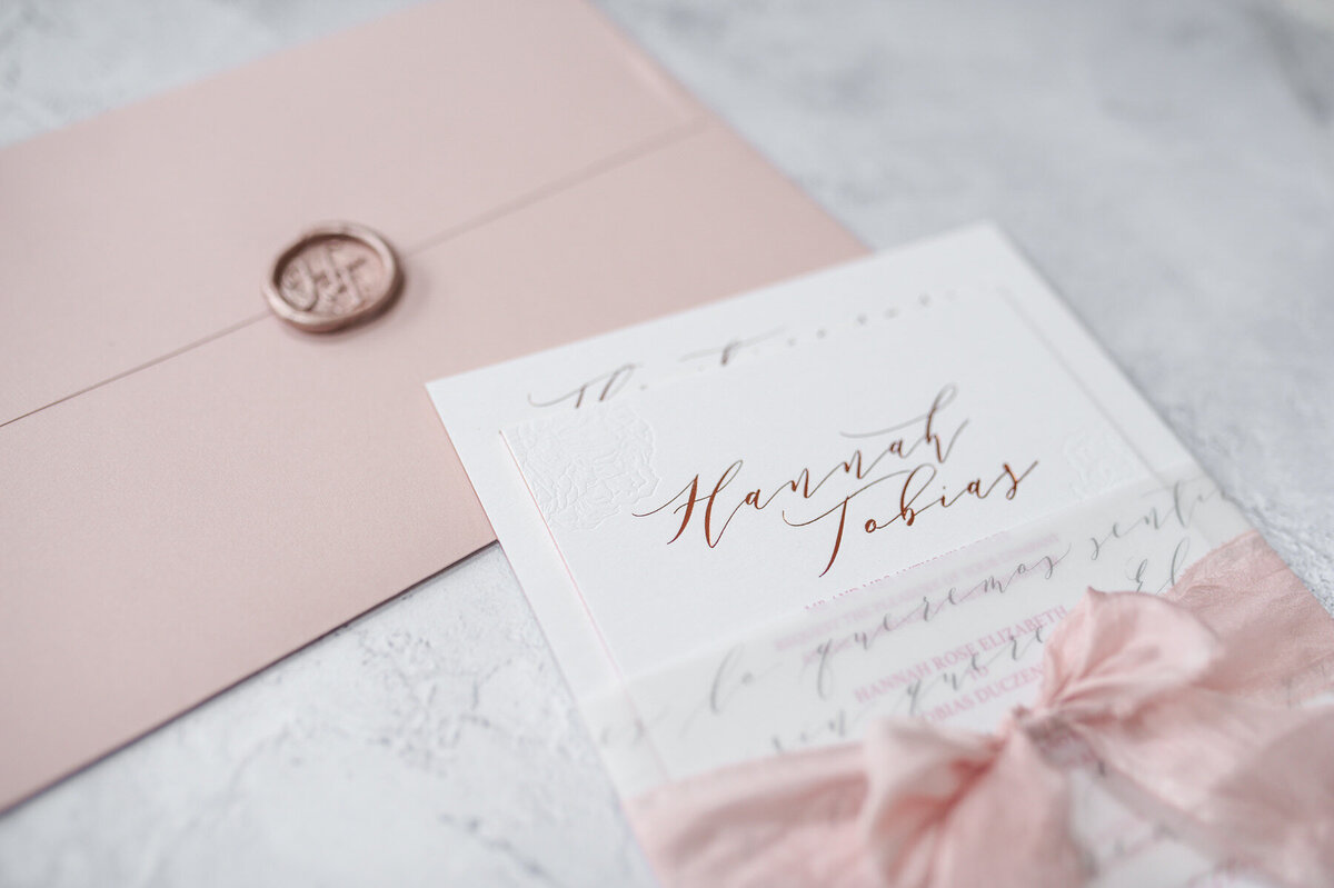 white-olive-luxury-bespoke-rose-gold-foil-letterpress-blind-deboss-blush-calligraphy-vellum-spanish-silk-ribbon-wax-seal-wedding-invitation-suite-3