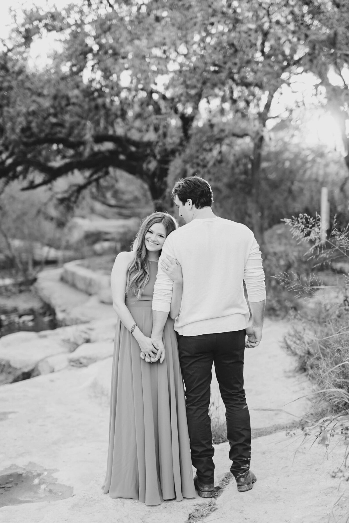 black and white engagement photography