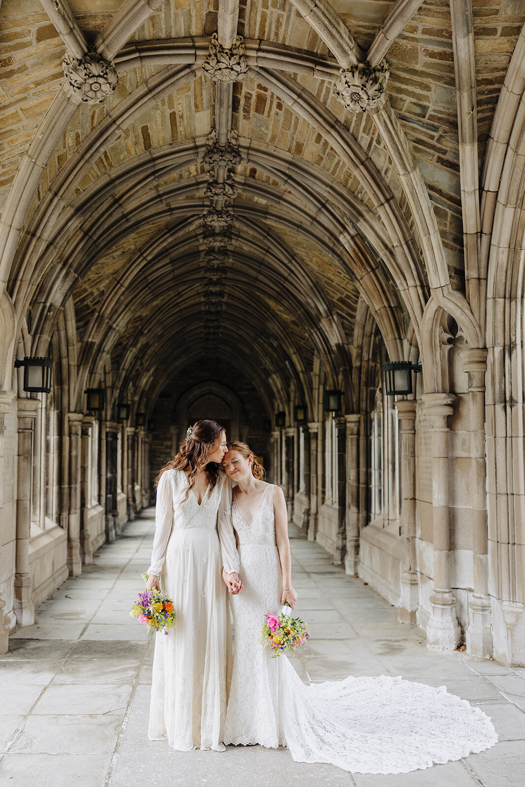 Two brides in the grounds of Cornell University