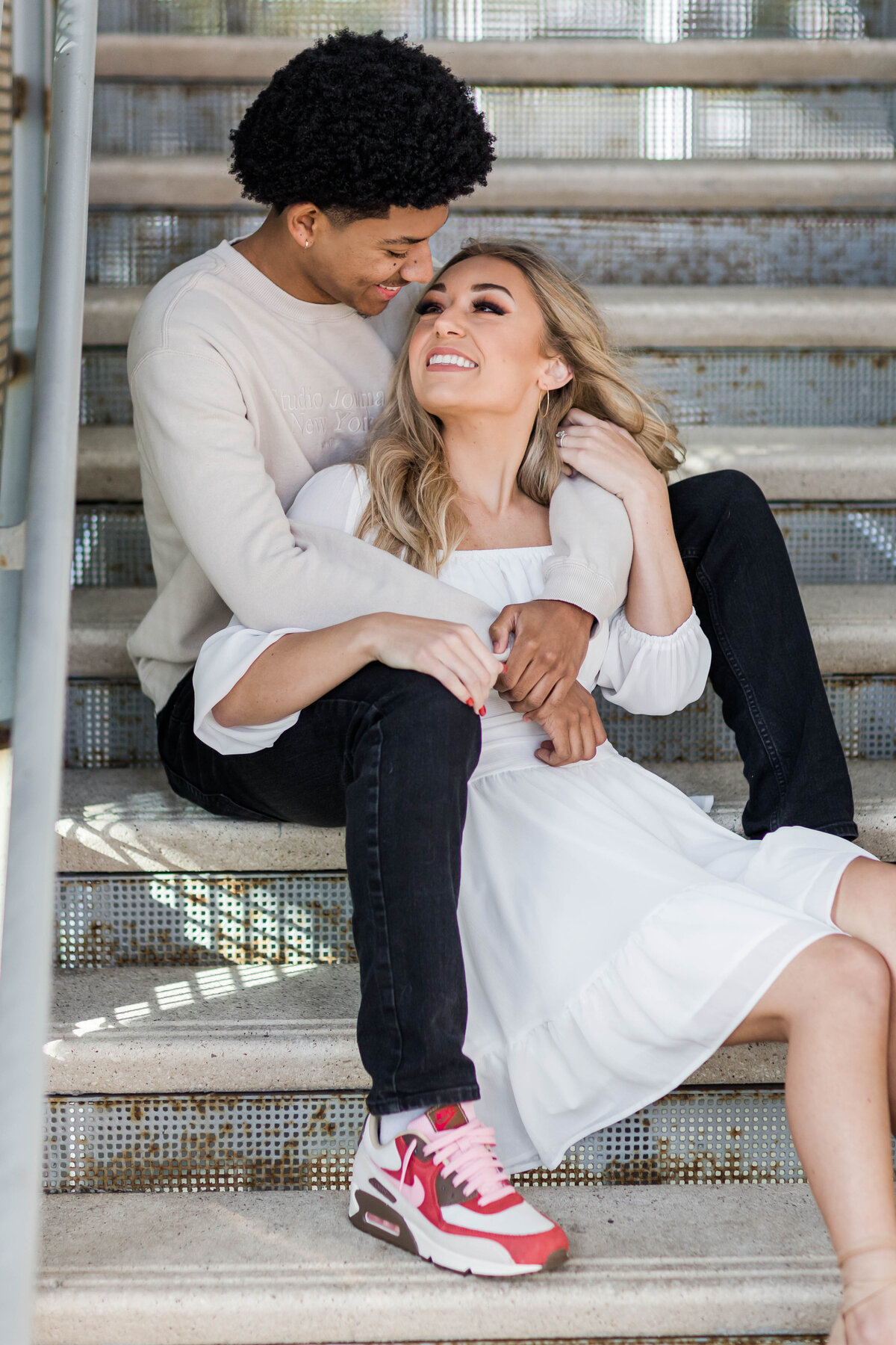 engagement-photography-downtown-san-diego-sitting-on-stairs