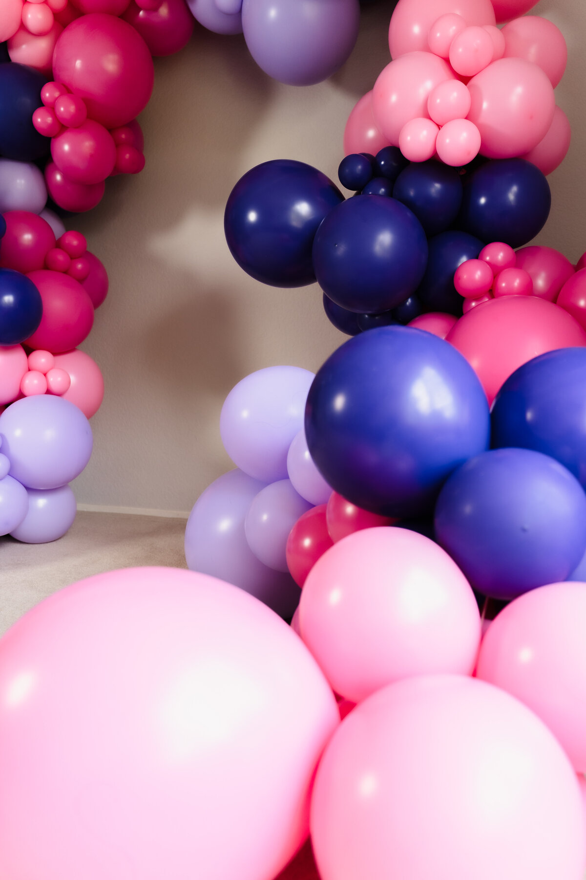 pink and purple balloons garland