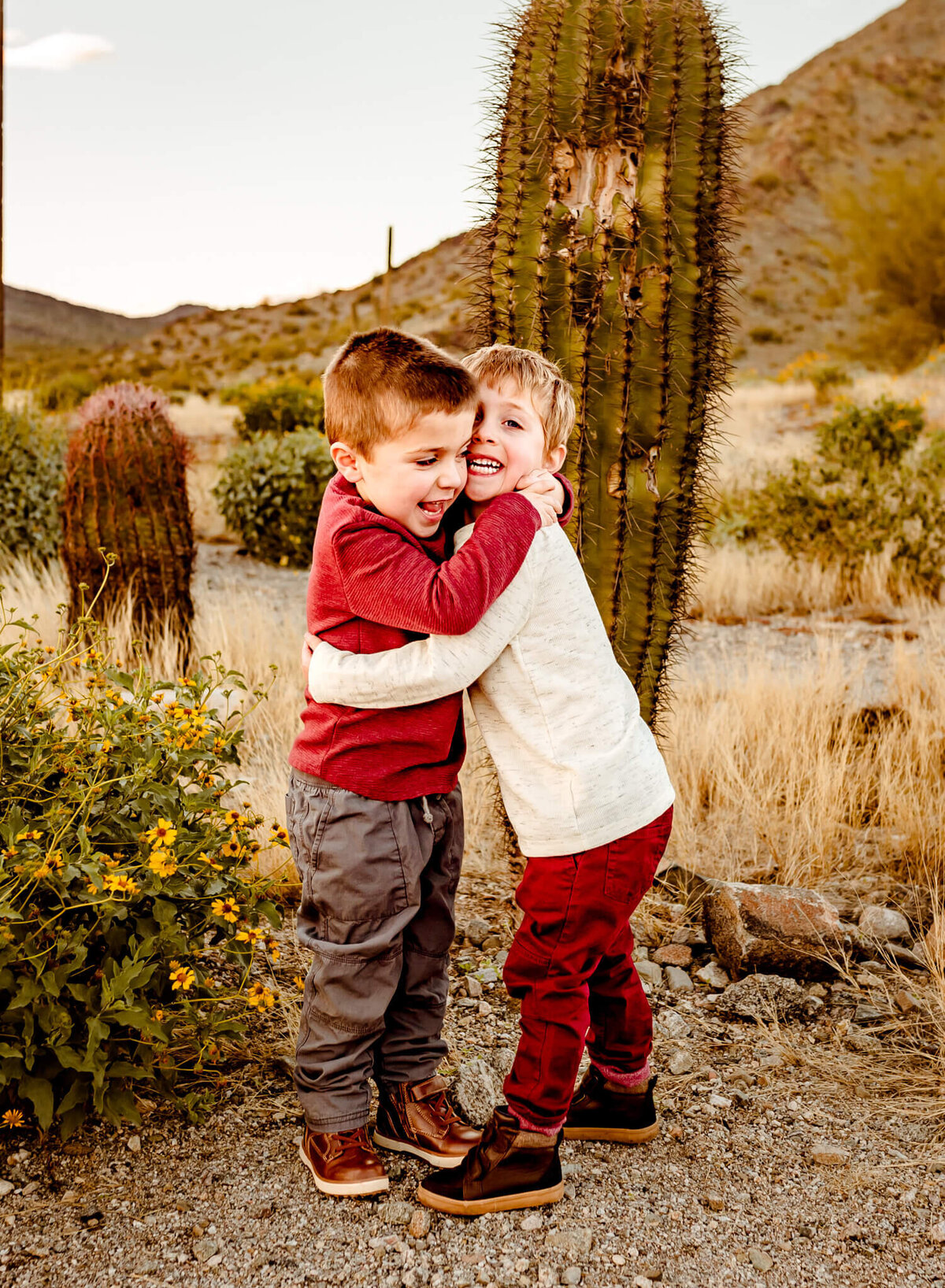 two brothers hugging in Arizona, photographed by Amber Herrera