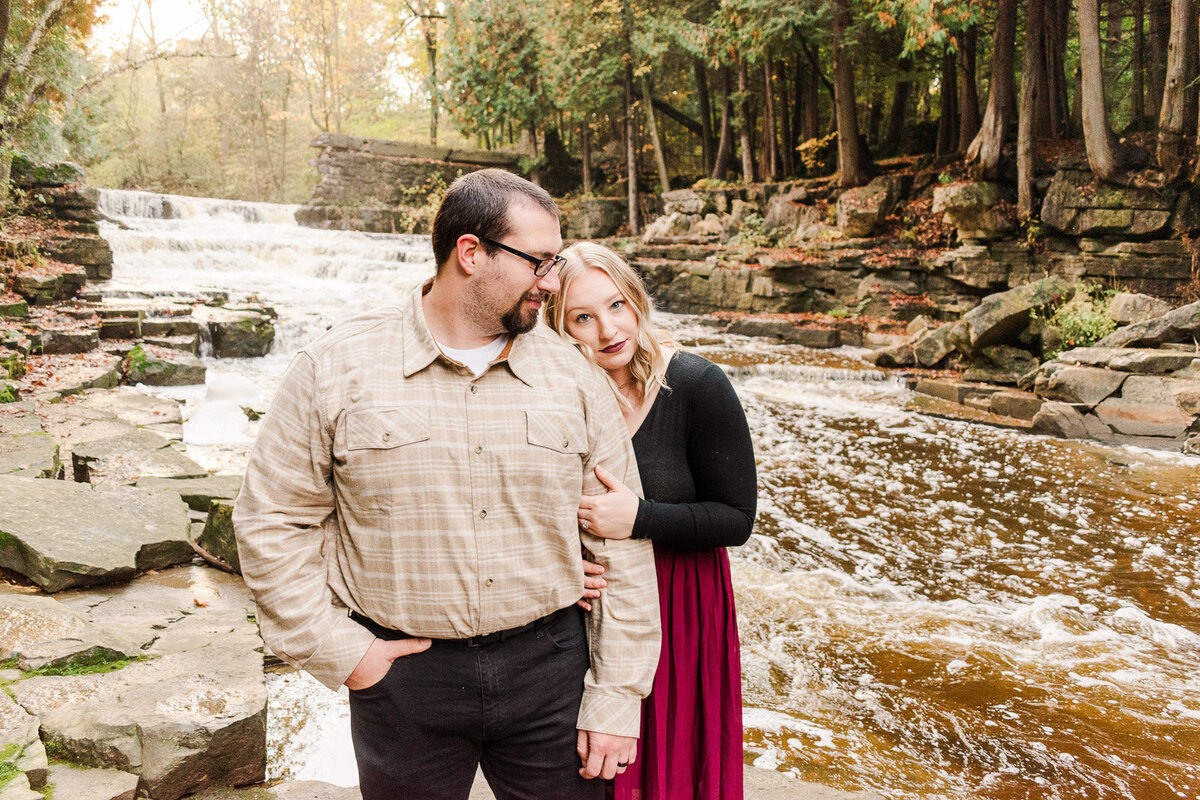 Milwaukee based photographer, Milwaukee wedding photographer, wisconsin weddings, engagement session, engagement couple session, waterfall session, wisconsin destination, destination photography, waterfall photography, couples photography session