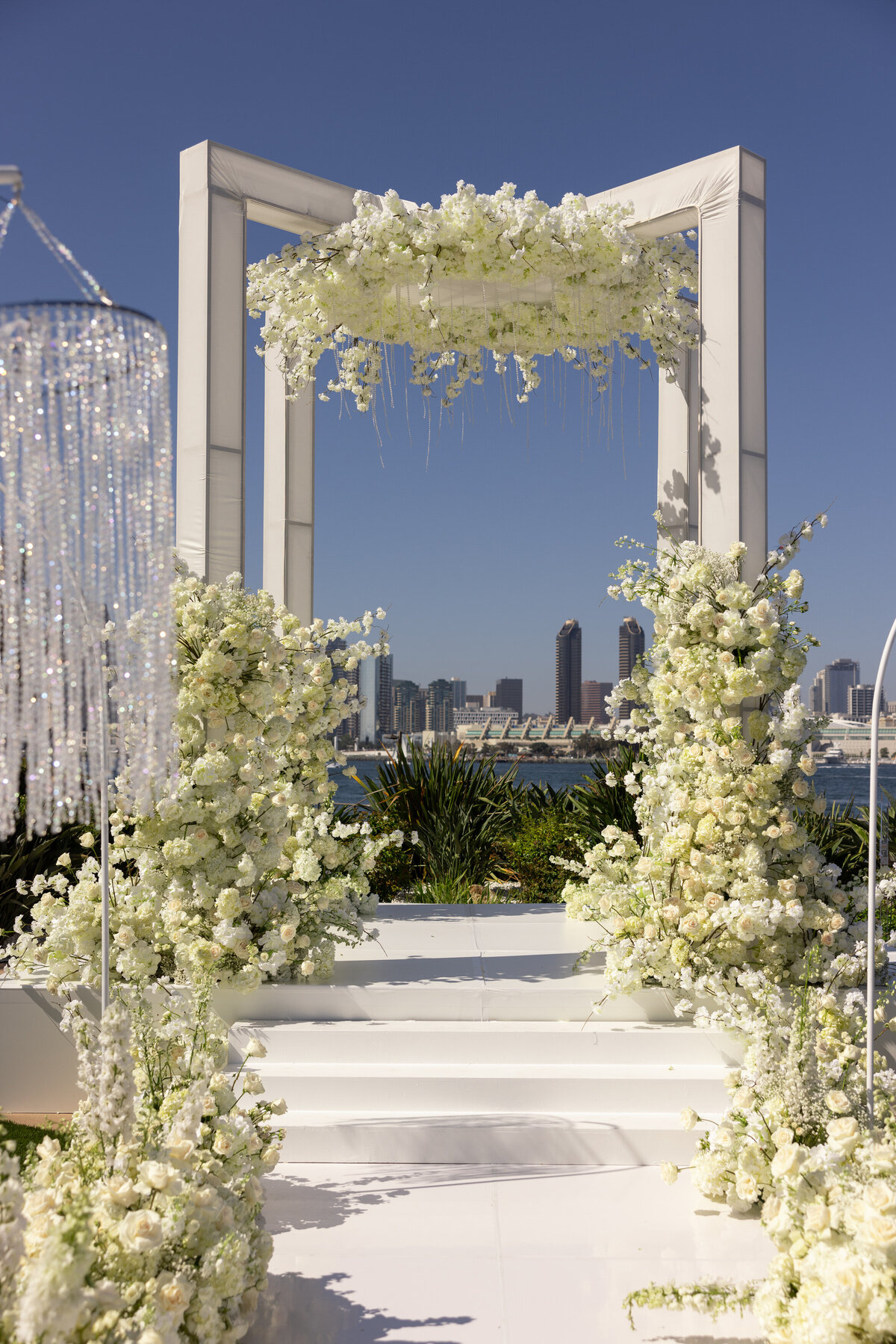 An extravagant arch covered in flowers