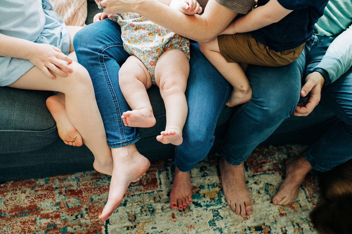 family feet lifestyle in home