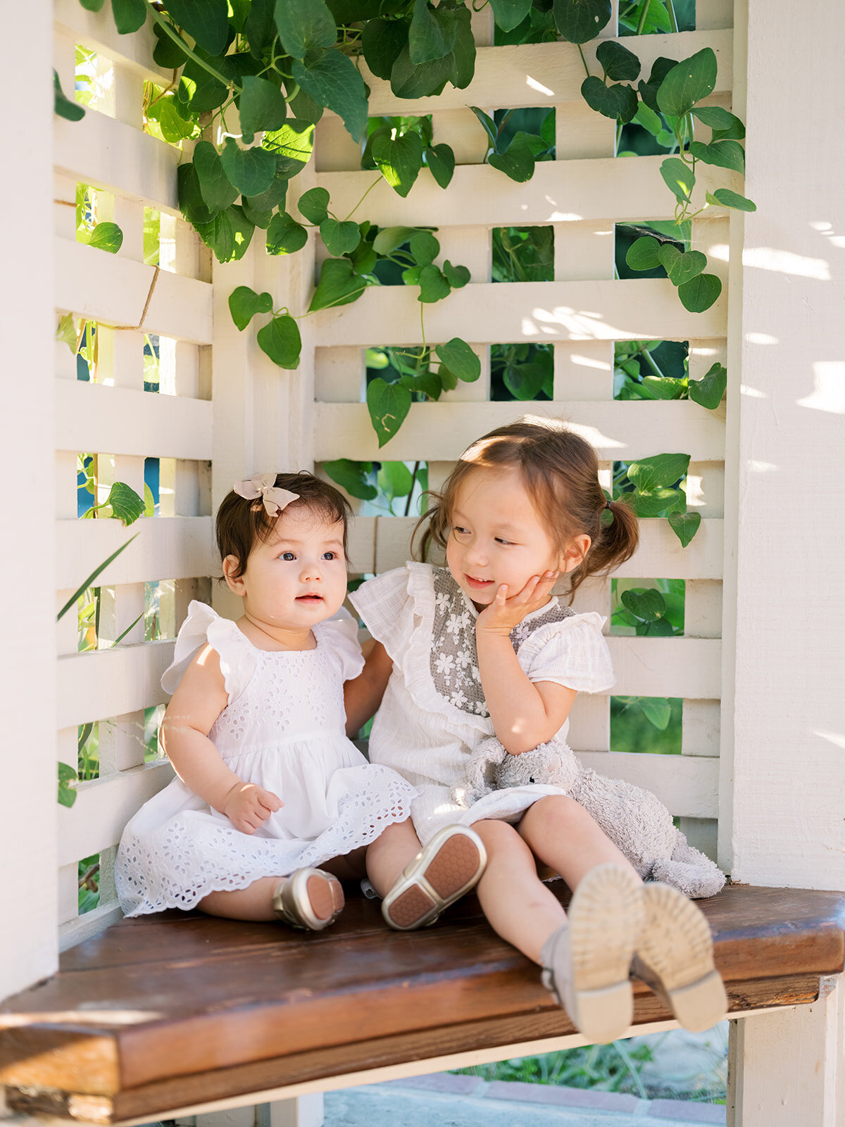 Toddler girl photos Gamble Garden summer family session Palo Alto