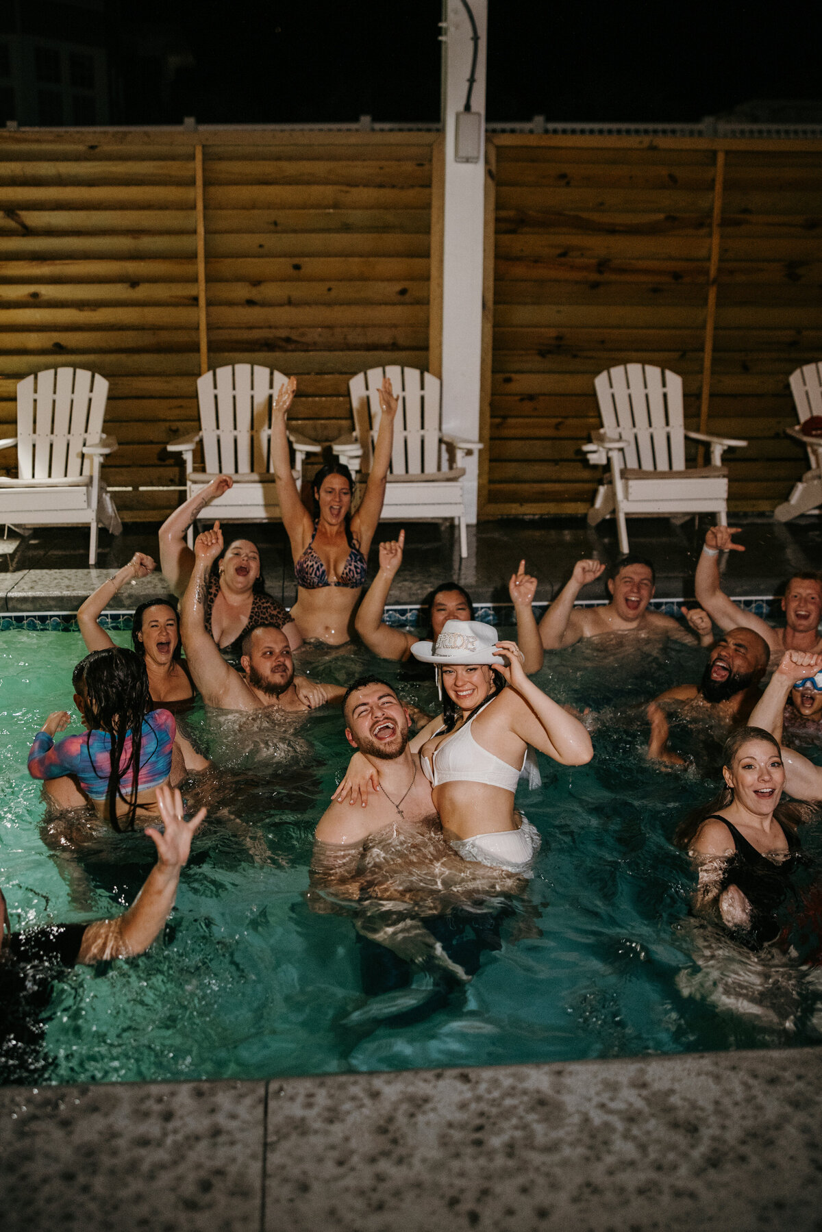 Jumping In Pool Wedding