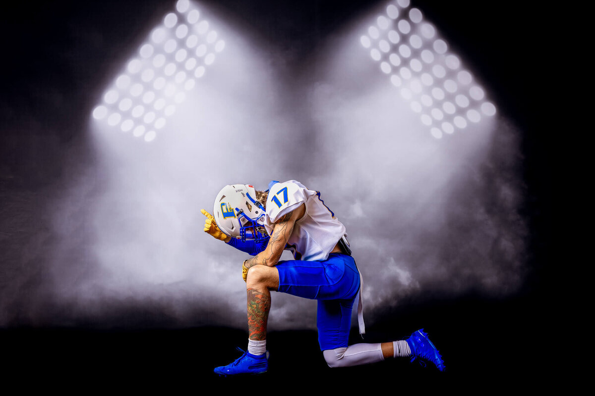 Prescott kids photographer Melissa Byrne captures Prescott High School football sports portrait