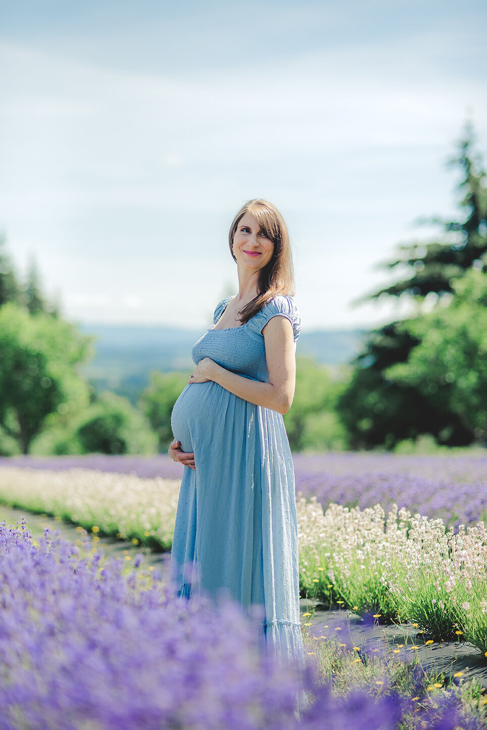pregnant woman in lavender