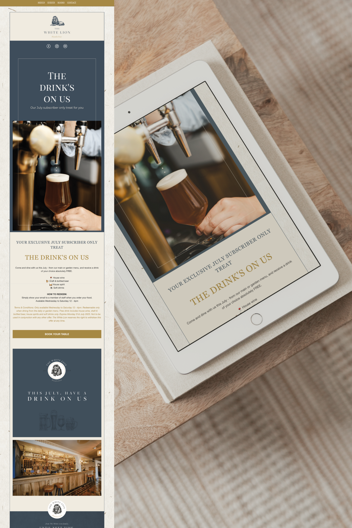 The White Lion E-marketing newsletter design by The Little Paper Shop