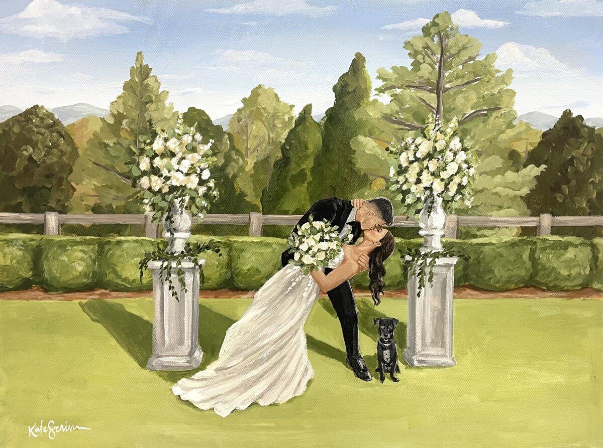 painting of bride and groom