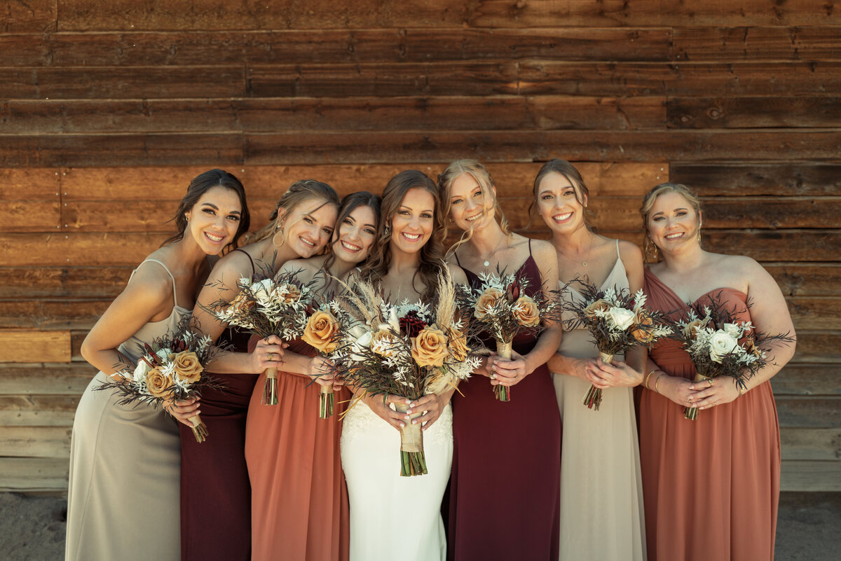 Arizona Bride with Bridesmaids on location hair and makeup