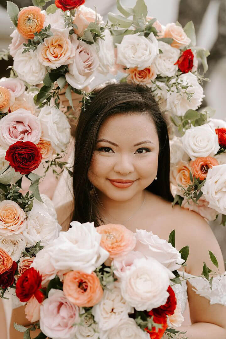 This glowing bride stuns with soft glam wedding makeup designed by our San Antonio bridal beauty team. Mistique Makeup specializes in natural, camera-ready bridal looks that enhance your features without overpowering. Book professional wedding hair & makeup services at our San Antonio salon or on-location for your big day.
