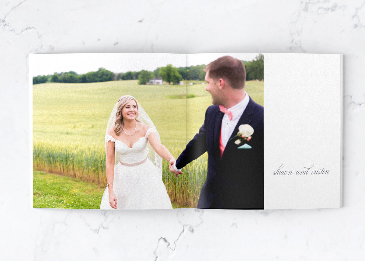 wedding album showing photos by Nashville wedding photographer, Liz Courtney