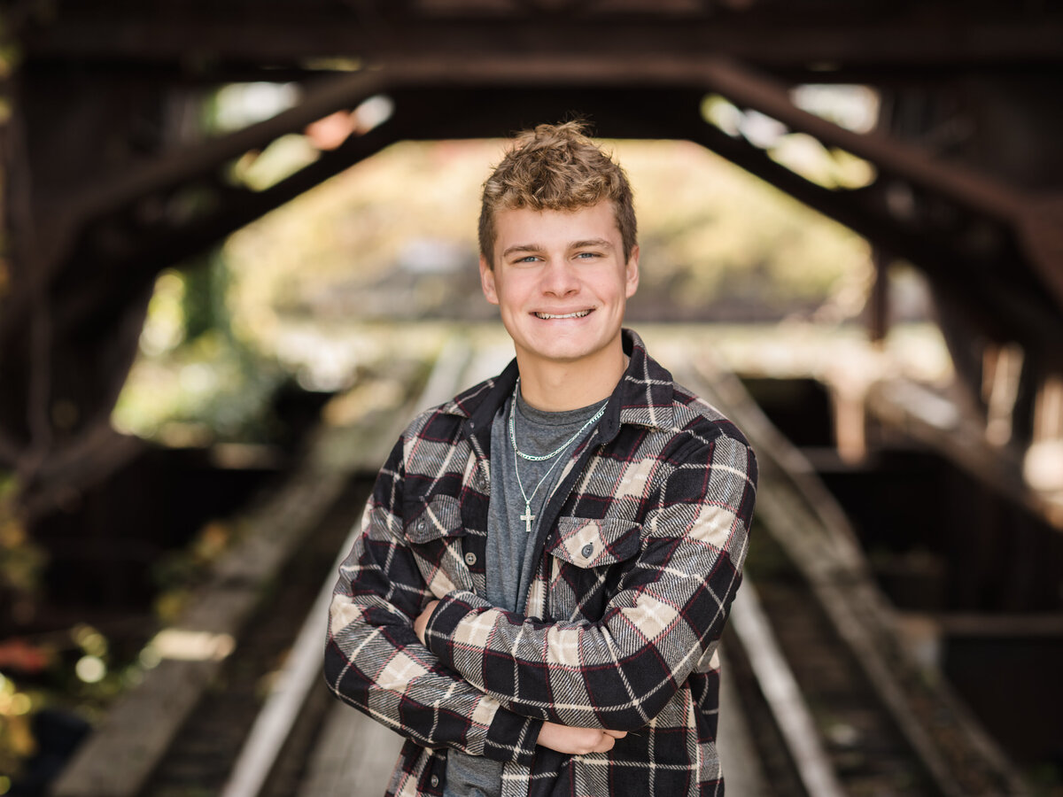 male senior portrait in downtown cleveland