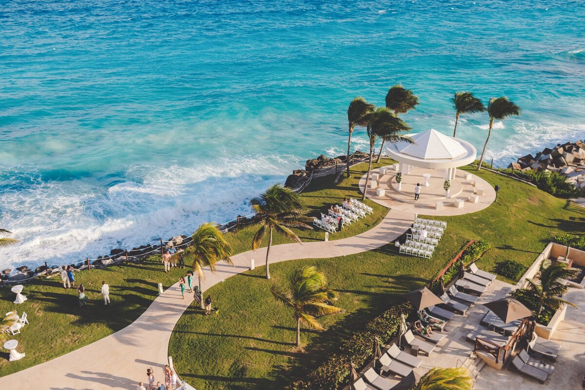 Wedding gazebo shot from above at Hyatt Ziva in Cancun