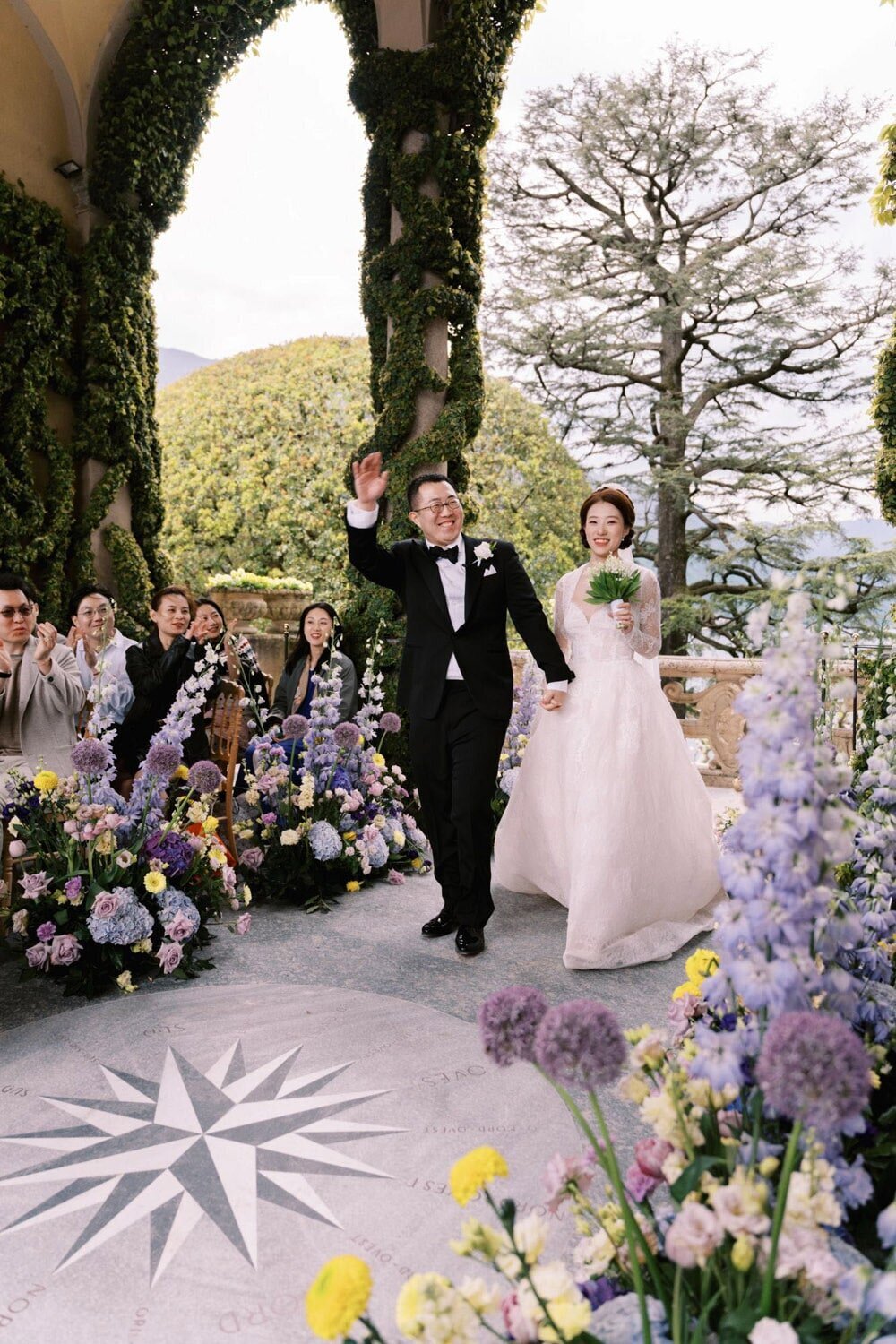 Wedding Ceremony at Loggia Durini during a villa del Balbianello wedding, by luxury destination wedding photographer Andreas K. Georgiou  