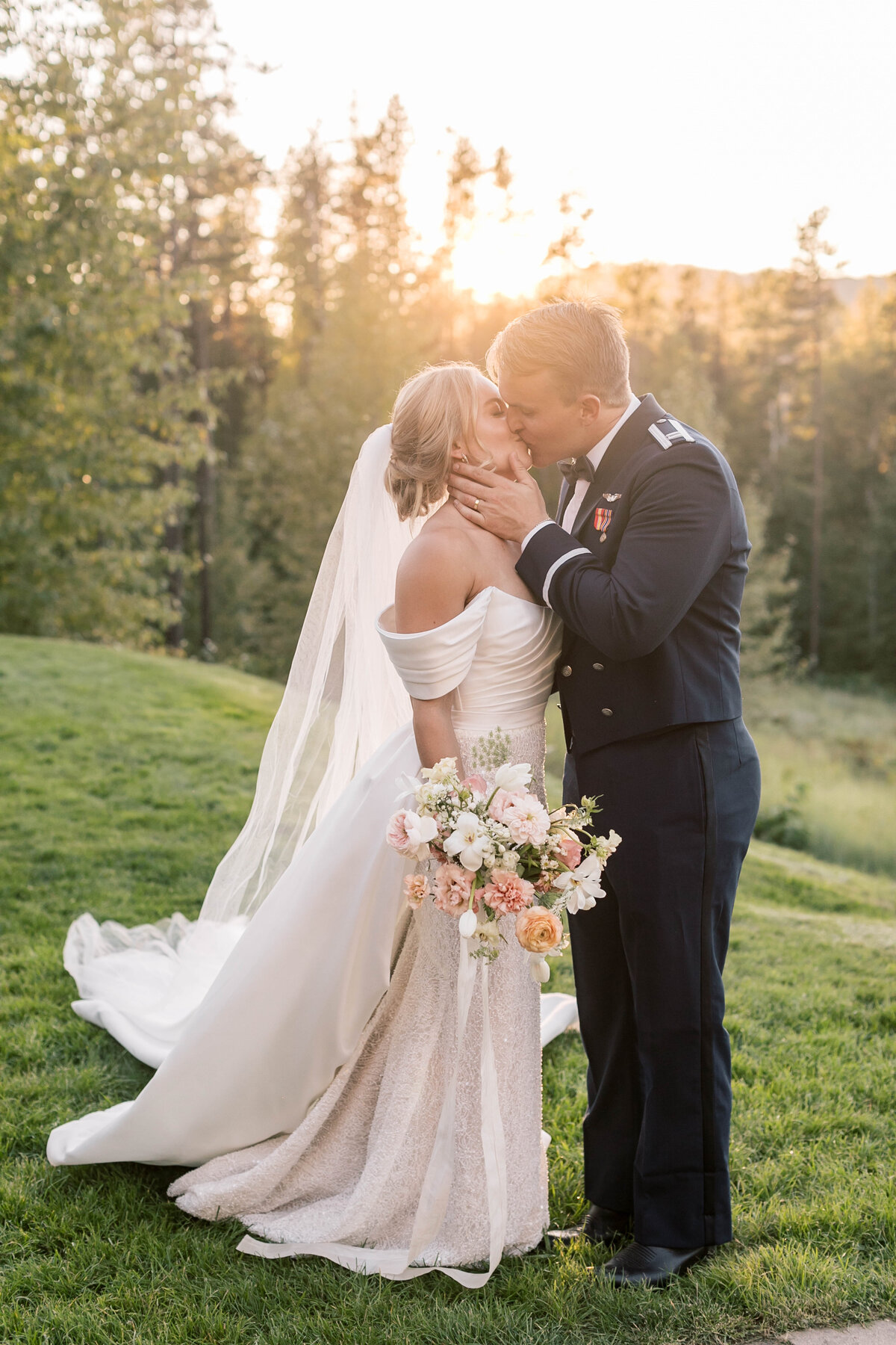 bride + groom kissing
