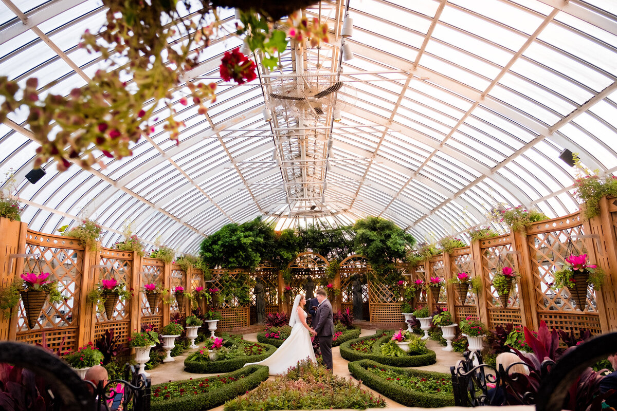 wedding ceremony in broderie room phipps conservatory