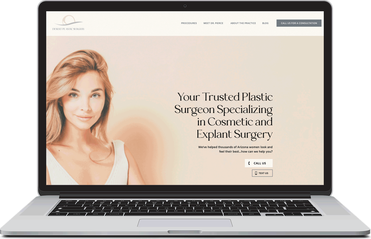 Desert Plastic Surgery Website on a laptop