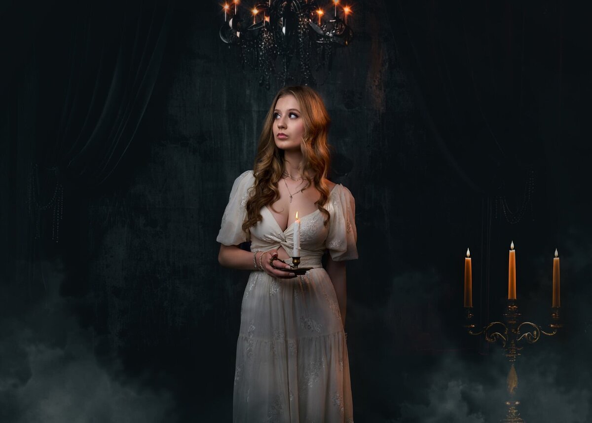 Elegant Senior Portrait By Candlelight From High School Senior Photographer-45